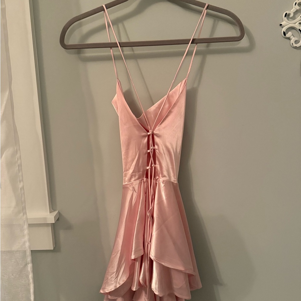 Amazon Pink Satin Mini Dress